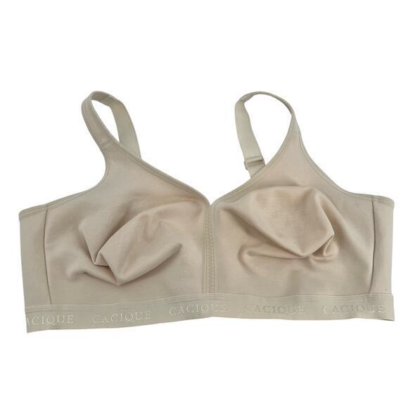 Cacique lightly lined no wire wireless nude beige plus size bra size 44F - Picture 1 of 8